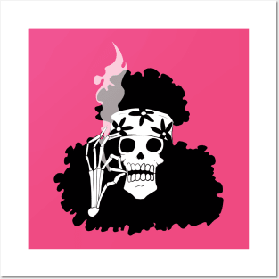 Afro Smoking Skull Posters and Art